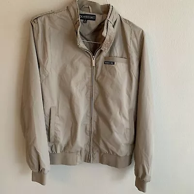 Members Only Jacket Medium Beige Khaki Zip Up Mens Windbreaker • $20