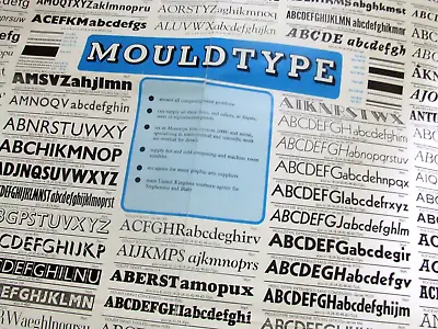 Large Blue Colour Double Sided MOULDTYPE TYPE SPECIMEN POSTER Adana Letterpress • £15