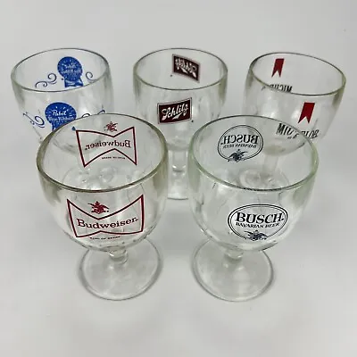 Vintage Beer Glasses Dimpled Schlitz Pabst Busch Budweiser - Set Of 5 • $26.50