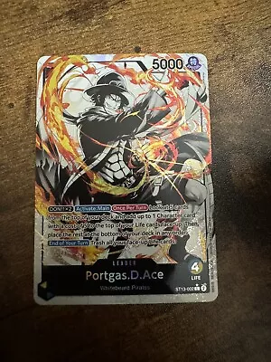 One Piece Card Game Portgas D Ace ST13-002 Alt Art Leader The Three Brothers NM • $38.99