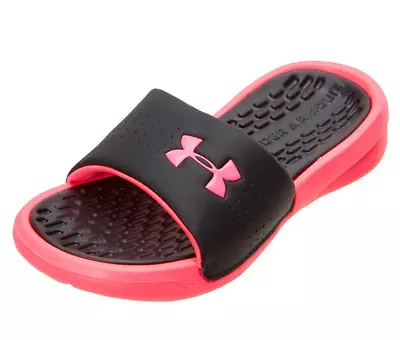 NEW Under Armour Girls Playmaker Fix Strap Slide Sandals Black/Pink 13 3  • $9.99