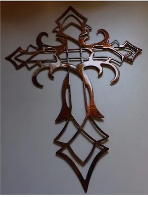 Ornamental Cross Metal Wall Art Décor Copper/Bronze Plated  15  Tall X 10  Wide • $30.99