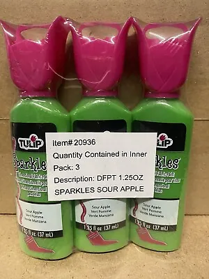 Tulip Sparkle Sour Apple Fabric Paint 3 Pack 37ml   Sealed • £9.99