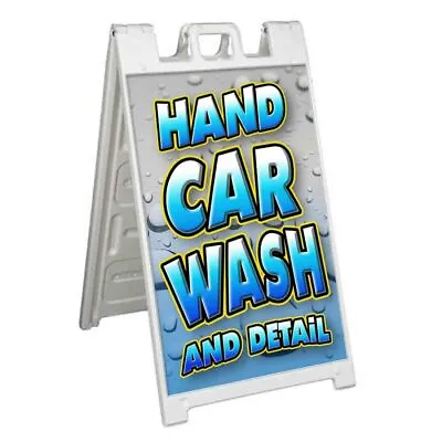 HAND CAR WASH DETAIL Signicade 24x36 A Frame Plastic Sidewalk Sign WAX CERAMIC • $42.70