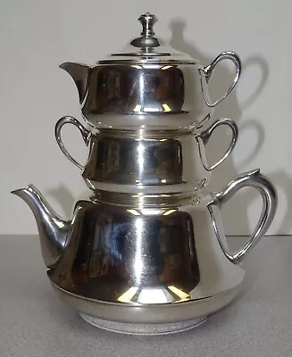 Vintage Silverplate Mini Teapot Set Stack - Crescent Silverware Co. Pre-Owned • $30