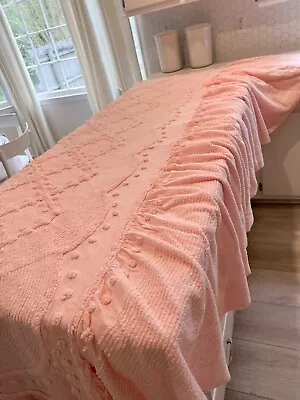 BEAUTIFUL! Vintage Chenille Coverlet The Perfect Shade Of PINK! Full/Double • $119.99