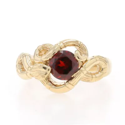 Yellow Gold Garnet Vintage Coiled Snake Solitaire Ring 14k Rnd1.60ct EternalLove • $1079.99