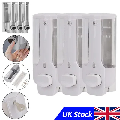 £13.19 • Buy Bathroom Shower Soap Shampoo Gel Dispenser Pump Wall Mounted 3 Bottles 1050ml
