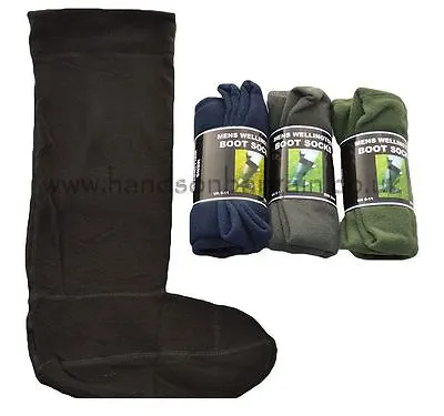 New Men’s Wellington Boot Socks Fleece Welly Liners Size 6-11 100% Polyester • £9.99