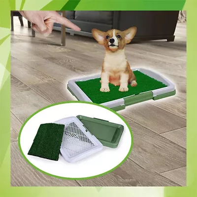 £9.99 • Buy Pet Dog Toilet Mat Indoor Restroom Training Grass Potty Pad Loo Tray Large Puppy