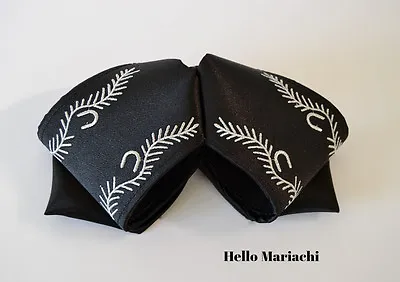 Hello Mariachi Moño Negro Bordado Mexican Bow Charro Bow Tie Embroidery • $21.90