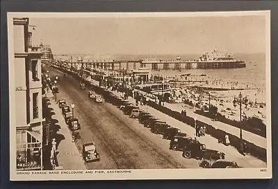 Eastbourne Postcard C1935 Prom Pier Vintage Motor Cars Grand Parade Sussex • £5.95