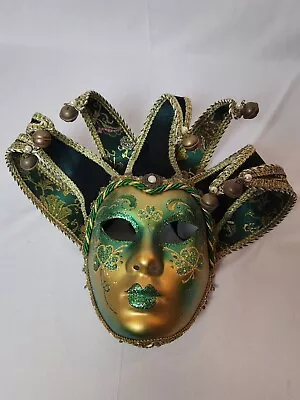 Mask From Venice Jolly Face Emerald And Gold • $39.99