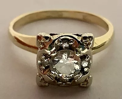 14k Solid Yellow Gold European Cut Diamond Ring. EstateVintageAntique 0.45CTW • $595