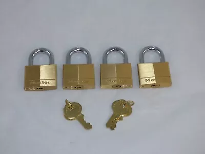 Master Lock 140Q Solid Keyed Alike Padlocks 4 Pack Brass Silver • $28.99