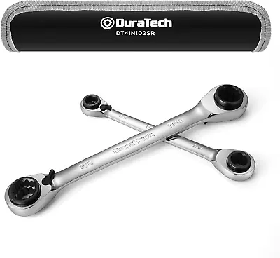 DURATCH 4-in-1 Reversible Ratcheting Box Wrench Set SAE 2-Piece 5/16 3/8 & • $38.23