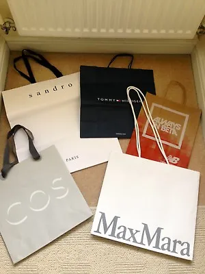 £5.99 • Buy 5 Designer Shopping/ Carrier Bags Sandro Tommy Hilfiger New Balance Max Mara COS