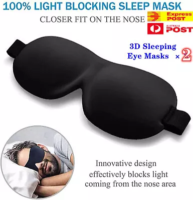$6.39 • Buy 2x Sleep Mask,3D Contoured Blinder&Blindfold,Night Travel Aid Blackout Eye Masks