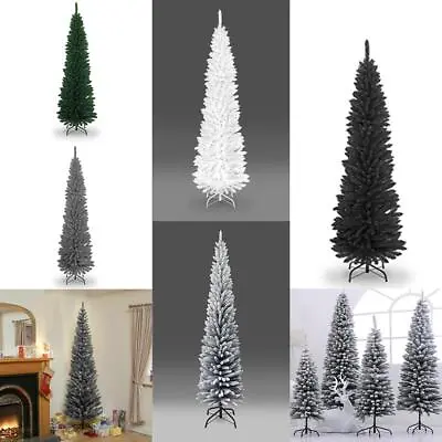 £74.99 • Buy Slim Christmas Tree Pencil Pine Artificial Bushy XMAS Decoration 4/5/6/7/8FT UK