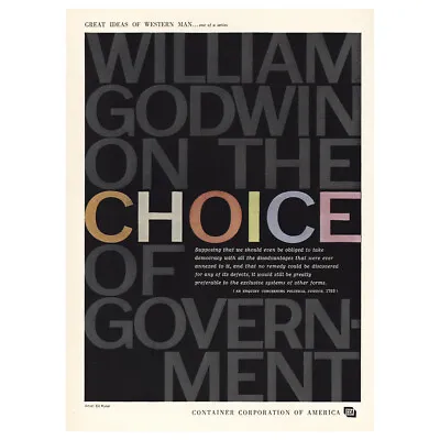 $7.50 • Buy 1958 Container Corporation Of America: William Godwin Choice Vintage Print Ad