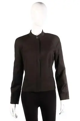 Austin Reed Nehru Collar Jacket Wool Brown UK Size 12 • £32