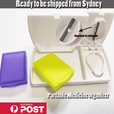 $4.95 • Buy Portable Drug Pill Box Medicine Tablet Cutter Organizer Container Case Holder 