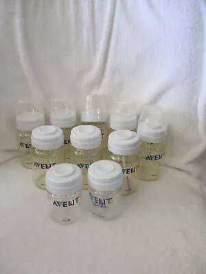 Baby Bottles AVENT Eight Plastic 9 Oz ; Two-4 Oz- Rings Covers-BPA FREE- EUC • $14.95