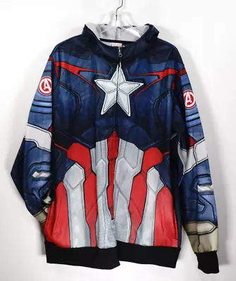 Marvel Avengers Age Of Ultron Built In Mask Hoodie Cosplay Costume Mens Size XL • $14