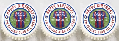 Crystal Palace Shirt South London & Proud Edible Cupcake Toppers Wafer Or Icing • £3.99