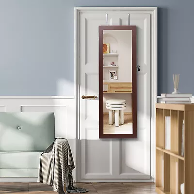 Wall/Door Mounted Jewelry Armoire Organizer Full-length Mirror Storage Cabinet • £59.95