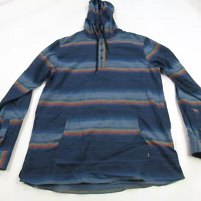 Valor Hoodie Mens Medium Long Sleeve Hood Button Front Outdoors Stripes Casual • $25.95