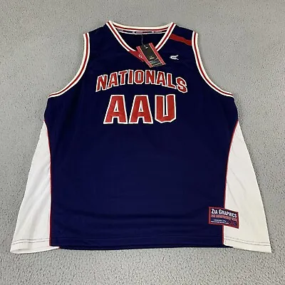 AAU Nationals Jersey Mens XL Blue Polyester V-Neck Pullover Colosseum Basketball • $17.99