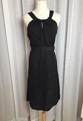 $24 • Buy Cue Size 8 Black Polka Dot Dress Work Office Events Fit & Flare Spring Summer