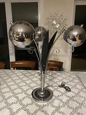 Spectacular Space Age Chrome Balls Tulips Table Lamp. • $294.37