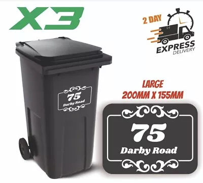 £3.28 • Buy Custom Wheelie Bin Stickers,x3 WHEELIE BIN NUMBERS HOUSE & STREET NAME STICKERS 