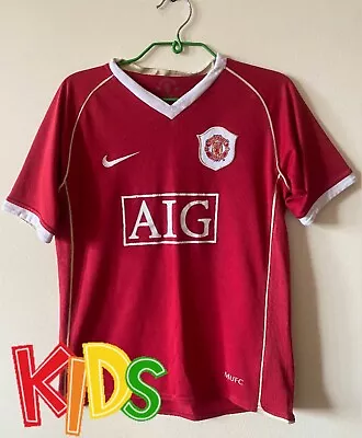 Manchester United 2006 2008 Away Football Nike Shirt Era Giggs SOCCER  Red Kids • $14.99