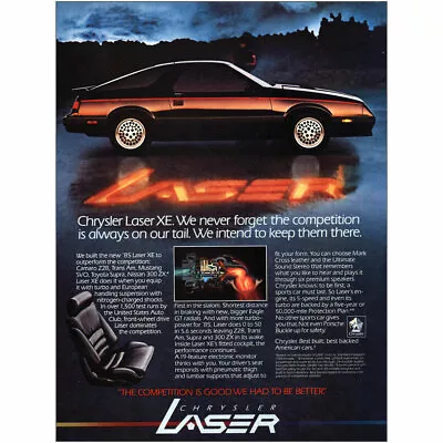 1984 Chrysler Laser XE: Never Forget The Competition Vintage Print Ad • $6.75