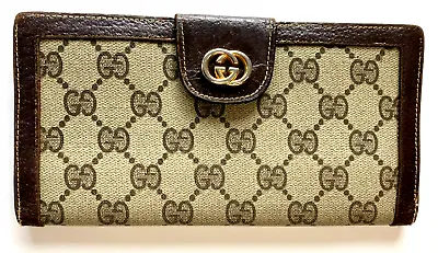 $80.30 • Buy Authentic GUCCI Vintage Long Wallet  GG Canvas Leather Beige