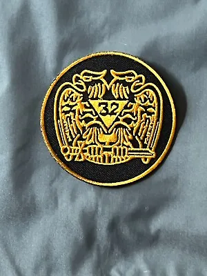 Masonic 32nd Degree Scottish Rite Patch Sew Fraternity Black Gold NEW! • $7.95