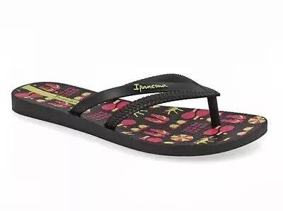 Ipanema Bossa Print Women's / Girl's Flip Flops / Sandals - Black UK Size 3 • £9.99