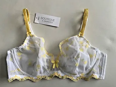 Bnwt M&s Boutique X Damaris White Evaline Non Padded Plunge Bra 32gg - 42gg • £10