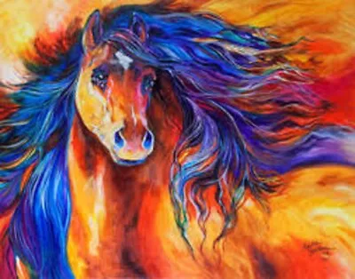 Marcia Baldwin HORSE MIDNIGHT SUN CANVAS PRINT Wall Picture Art 15 3/4 X 11/ 3/4 • $15