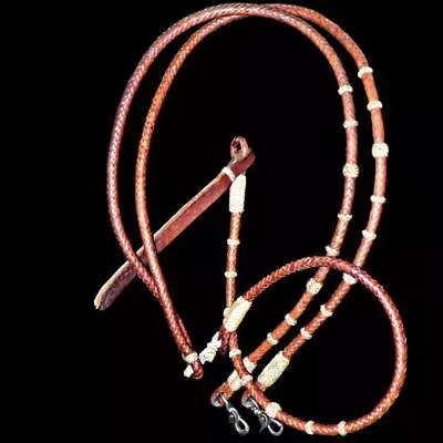 Vintage Vaquero Russet Leather Rawhide Knots Romal Romel Rommel Cowhorse Reins • $339.99