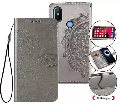 Xiaomi Mi 6X / Xiaomi Mi A2 Wallet Case Embossed Pu Leather Half Mandala • $7.50