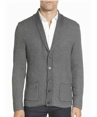 $195 Vince Camuto Slim Shawl Collar Button Cardigan Grey M • $114.98