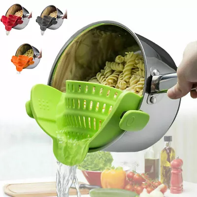 $18.99 • Buy Silicone Kitchen Colander Clip On Pot Strainer Drainer Liquid Pasta Veggie Tools