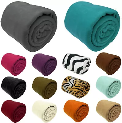 £8.78 • Buy Large Fleece Throw Luxury Warm Soft Polar Blanket Sofa Bed Travel Throwover