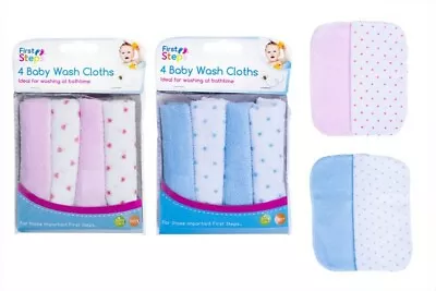 8 Baby Wash Cloths New Born Washing Bath Time Baby Care 100% Polyester Pink Blue • £4.29