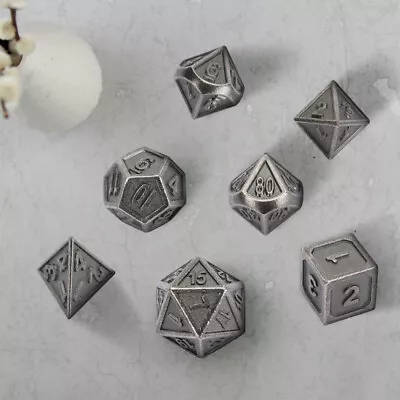 7pcs Set Heavy Duty Metal Dice Set Nickel-copper Solid Polyhedral Dice Set RPG • $11.99