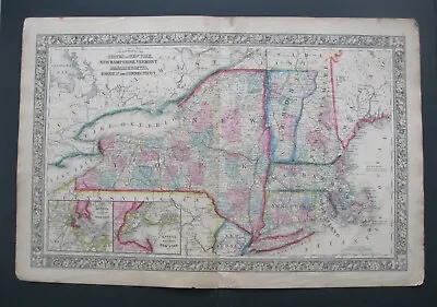 1860 Civil War Era Mitchell Map:NYCTMARINHVT-New York City & Boston Harbors • $49.95